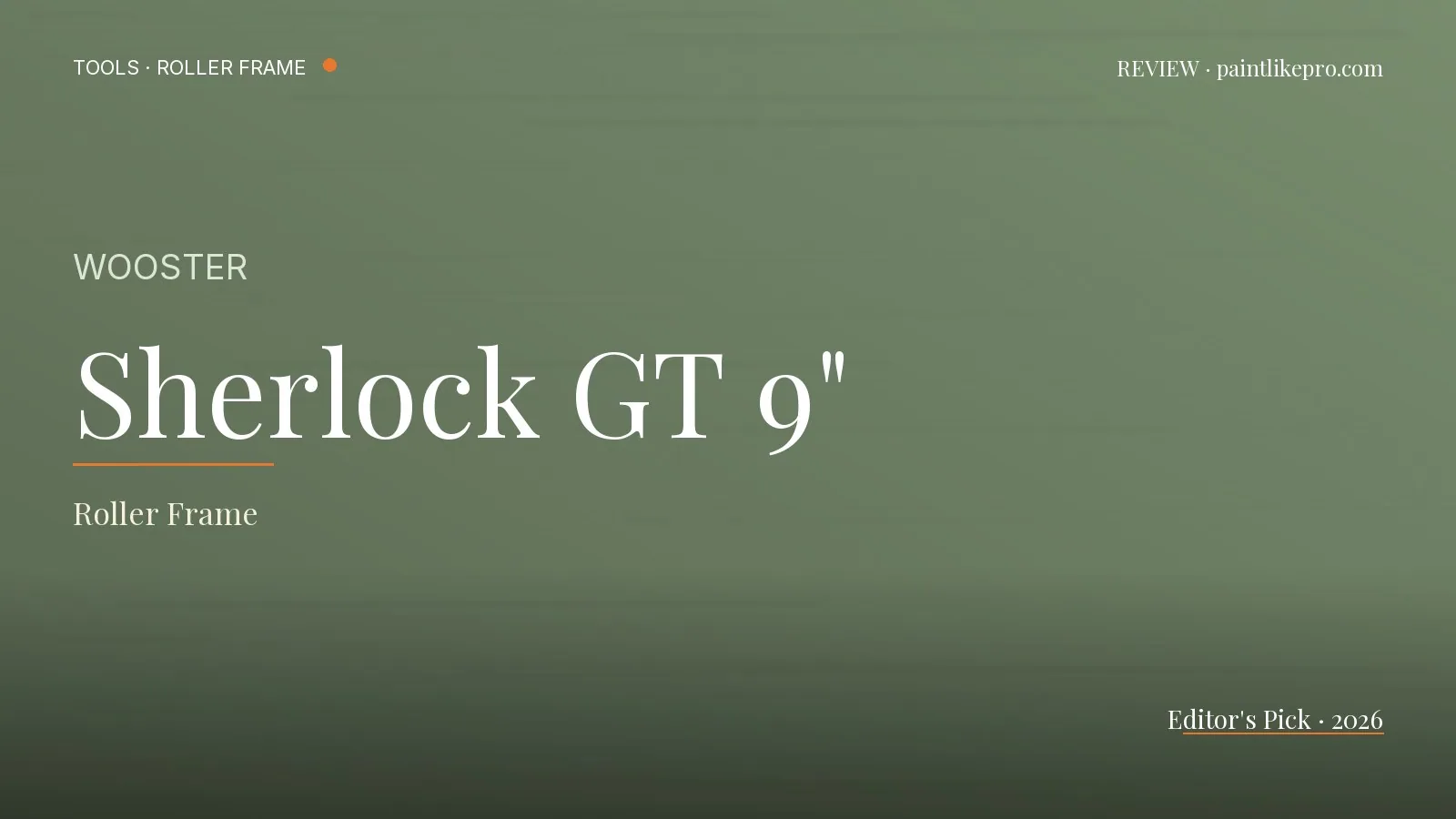 Wooster Sherlock GT 9-inch roller frame with extension pole on a paint tray